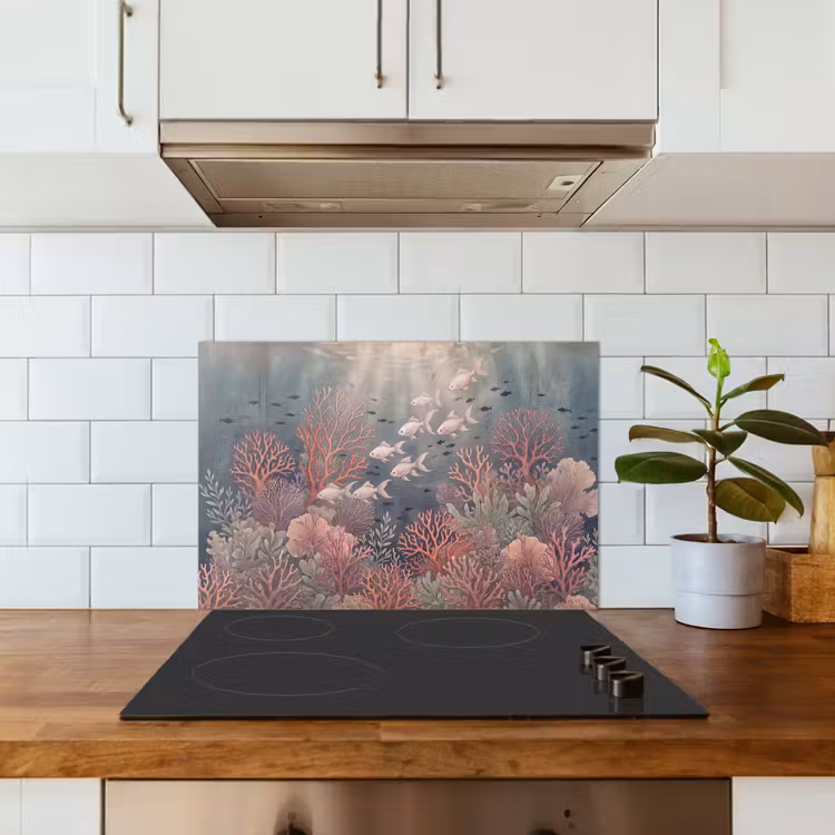 Vis - Koraal - Onderwater - Illustratie - Vintage keuken achterwand spatscherm klein -sfeer2