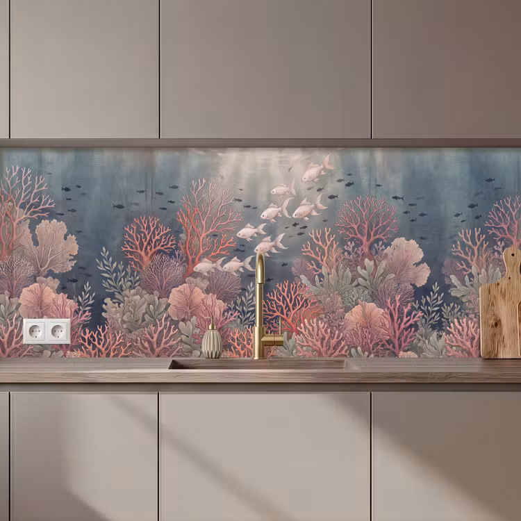 Vis - Koraal - Onderwater - Illustratie - Vintage keuken achterwand 2 middel zz_3dshopping