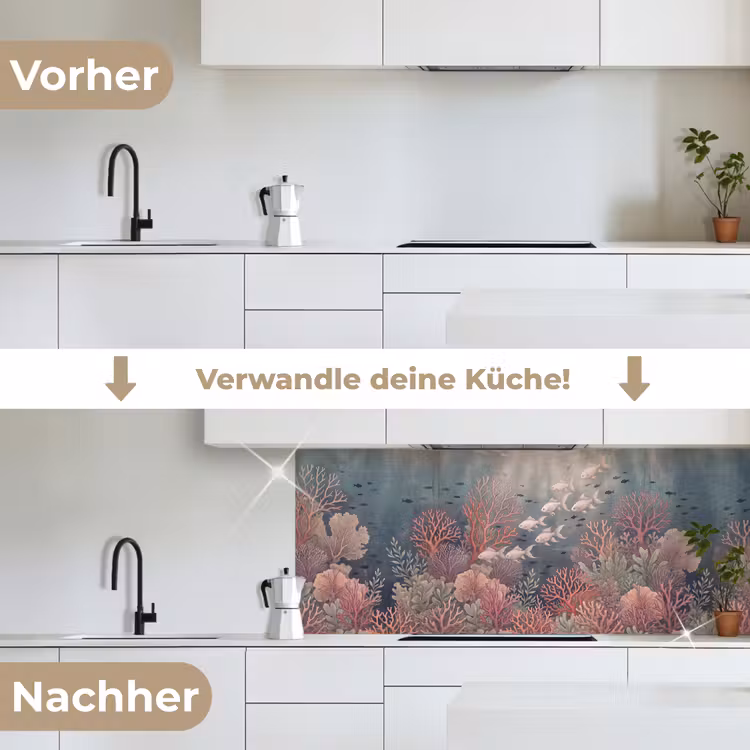 Vis - Koraal - Onderwater - Illustratie - Vintage keuken achterwand 2 middel -voor-na_DE
