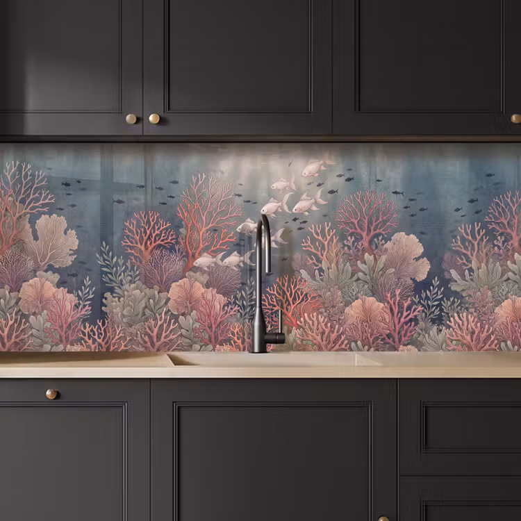 Vis - Koraal - Onderwater - Illustratie - Vintage keuken achterwand 2 middel -sfeer1