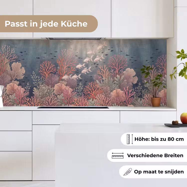 Vis - Koraal - Onderwater - Illustratie - Vintage keuken achterwand 2 middel -sfeer4_DE