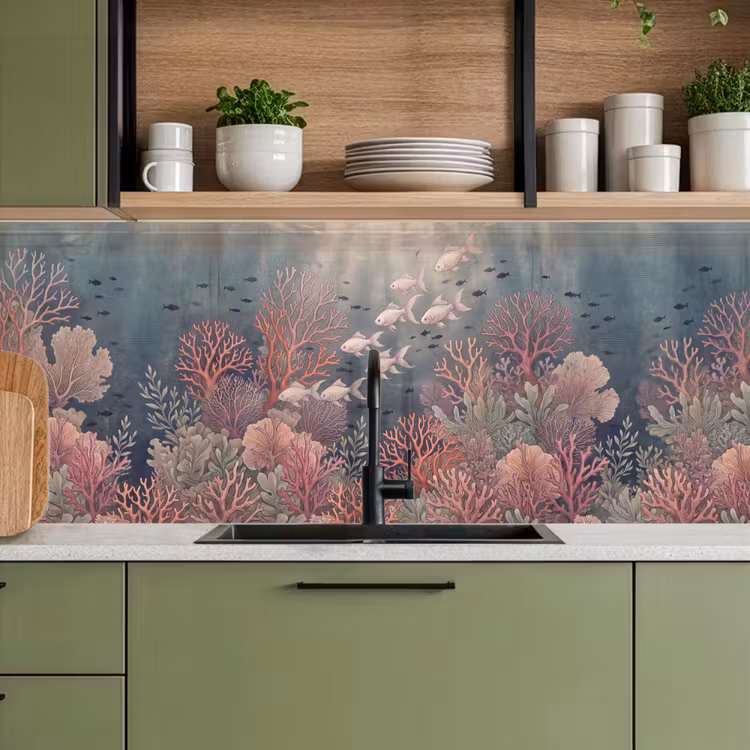 Vis - Koraal - Onderwater - Illustratie - Vintage keuken achterwand 2 middel -sfeer3