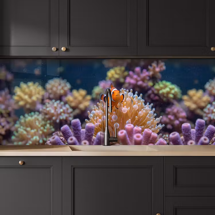 Vis - Koraal - Onderwater - Oranje - Dieren keuken achterwand 2 middel -sfeer1