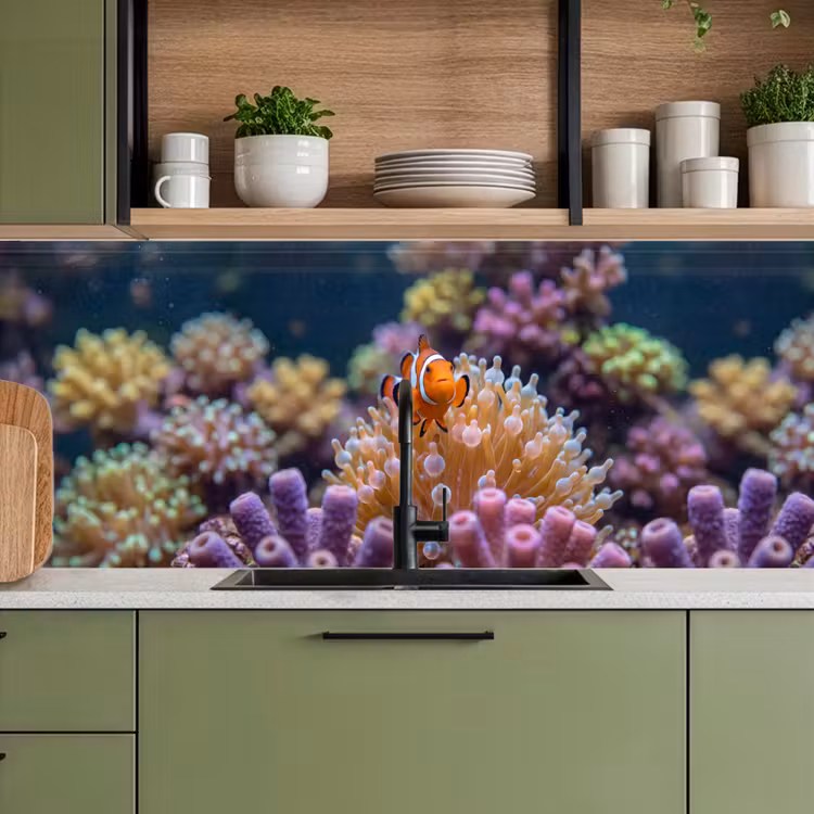Vis - Koraal - Onderwater - Oranje - Dieren keuken achterwand 2 middel -sfeer3