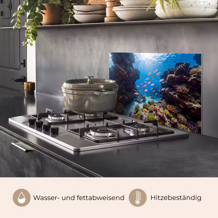Vis - Koraalrif - Onderwater - Levendig - Blauw keuken achterwand spatscherm klein -usp_DE