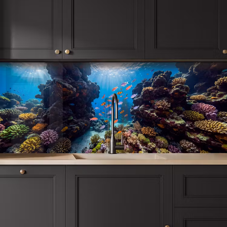 Vis - Koraalrif - Onderwater - Levendig - Blauw keuken achterwand 2 middel -sfeer1