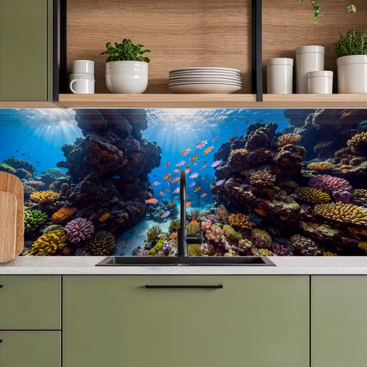 Vis - Koraalrif - Onderwater - Levendig - Blauw keuken achterwand 2 middel -sfeer3