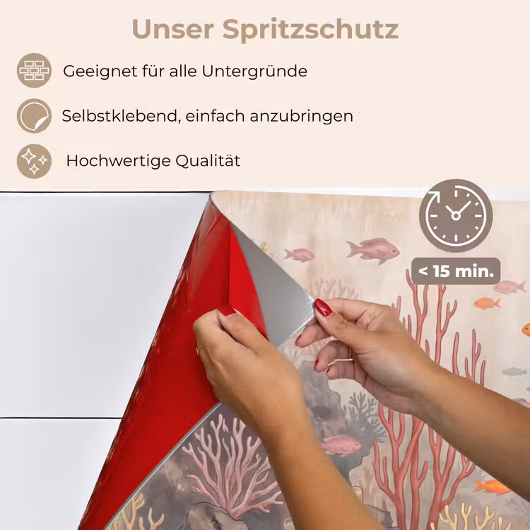 Vis - Koraalrif - Onderwaterwereld - Illustratie keuken achterwand spatscherm klein -spatscherm_DE