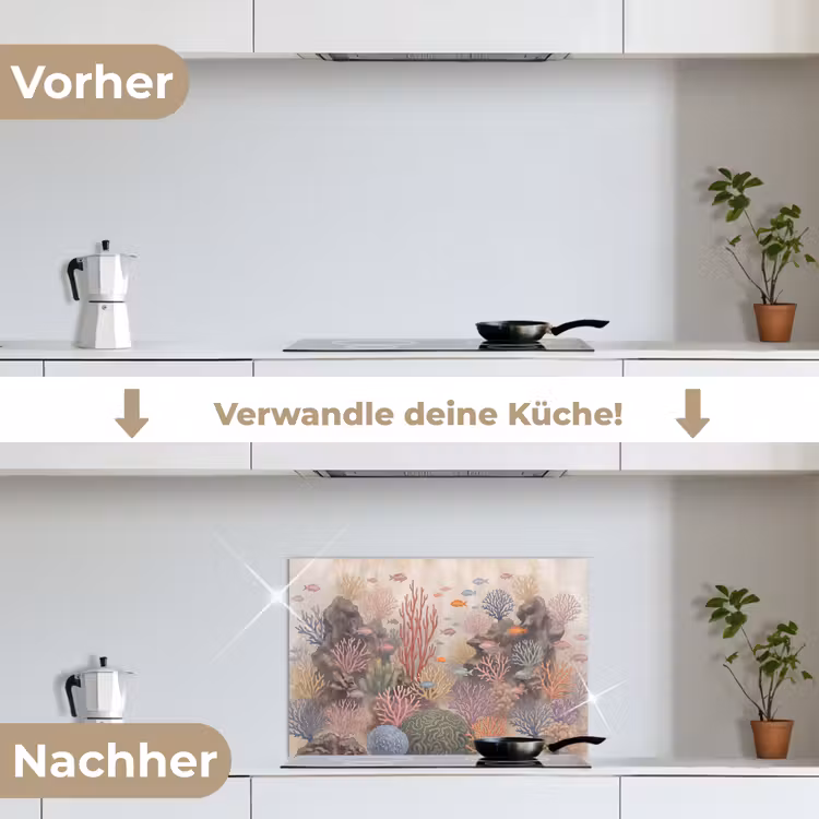 Vis - Koraalrif - Onderwaterwereld - Illustratie keuken achterwand spatscherm klein -voor_na_DE