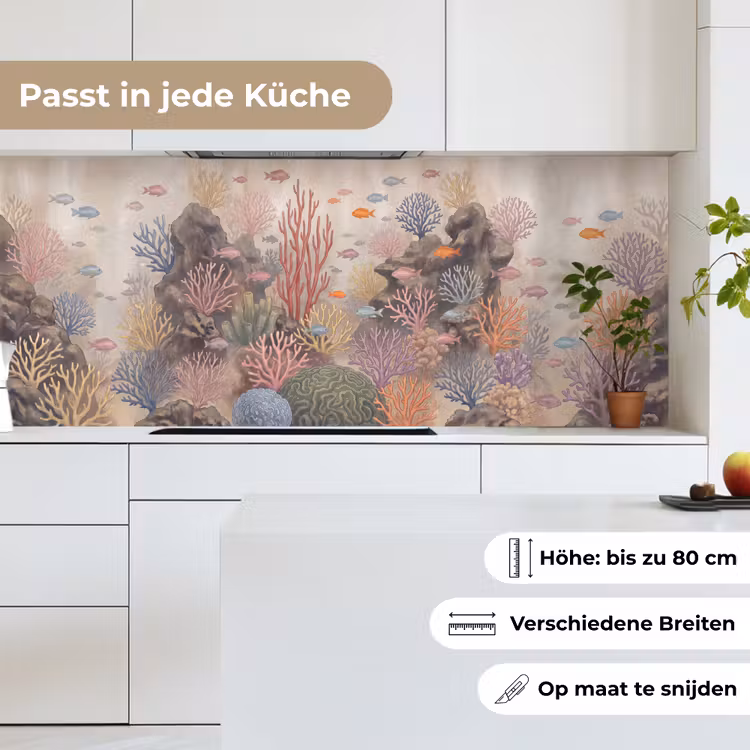 Vis - Koraalrif - Onderwaterwereld - Illustratie keuken achterwand 2 middel -sfeer4_DE