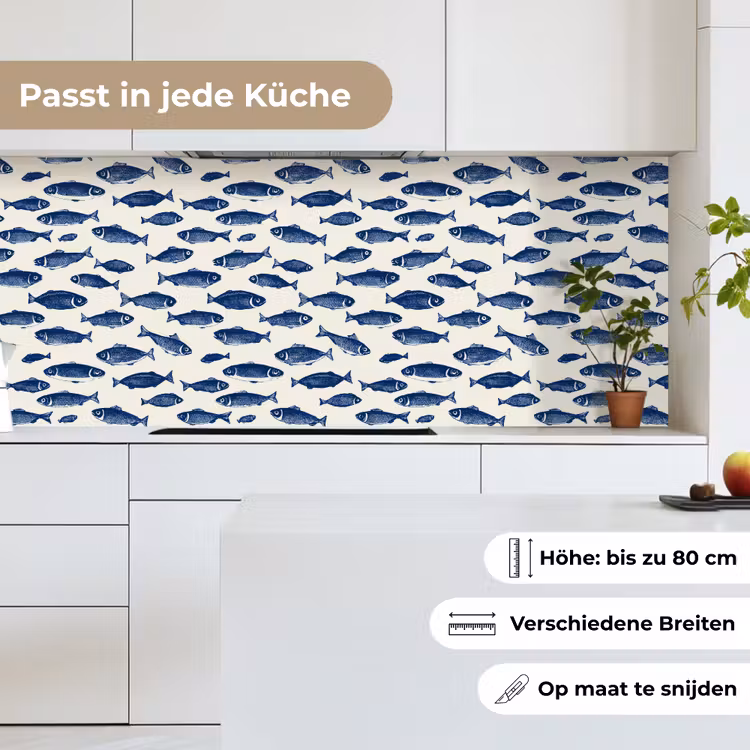 Vissen - Patroon - Blauw - Wit keuken achterwand 2 middel 871 -sfeer4_DE