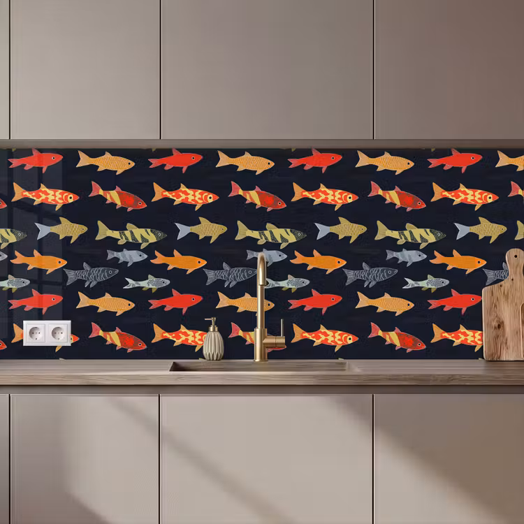 Vissen - Patroon - Kleurrijk keuken achterwand 2 middel 871 zz_3dshopping