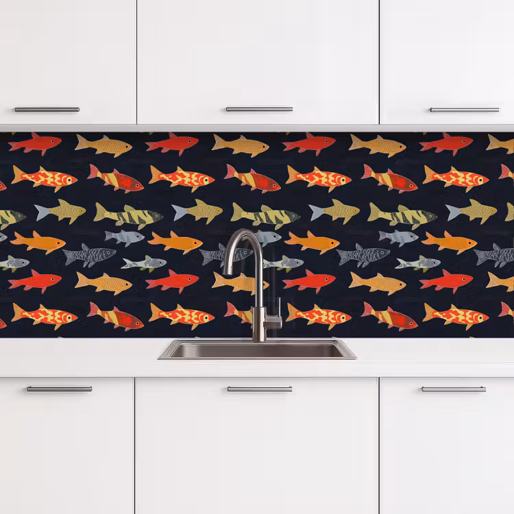 Vissen - Patroon - Kleurrijk keuken achterwand 2 middel 871 -3d