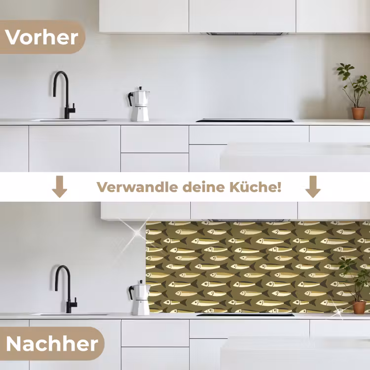 Vis - Patroon - Groen keuken achterwand 2 middel 871 -voor-na_DE
