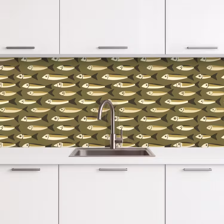 Vis - Patroon - Groen keuken achterwand 2 middel 871 -3d