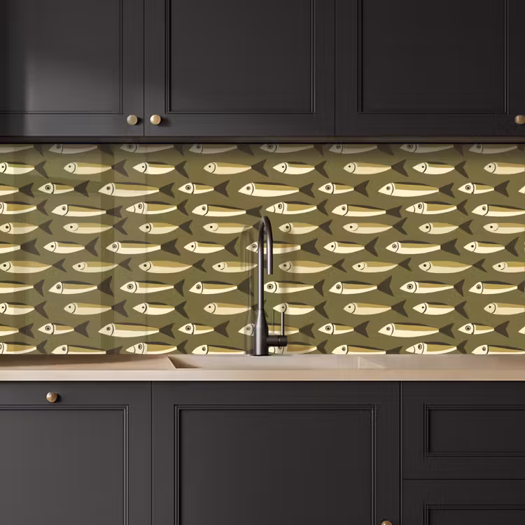 Vis - Patroon - Groen keuken achterwand 2 middel 871 -sfeer1