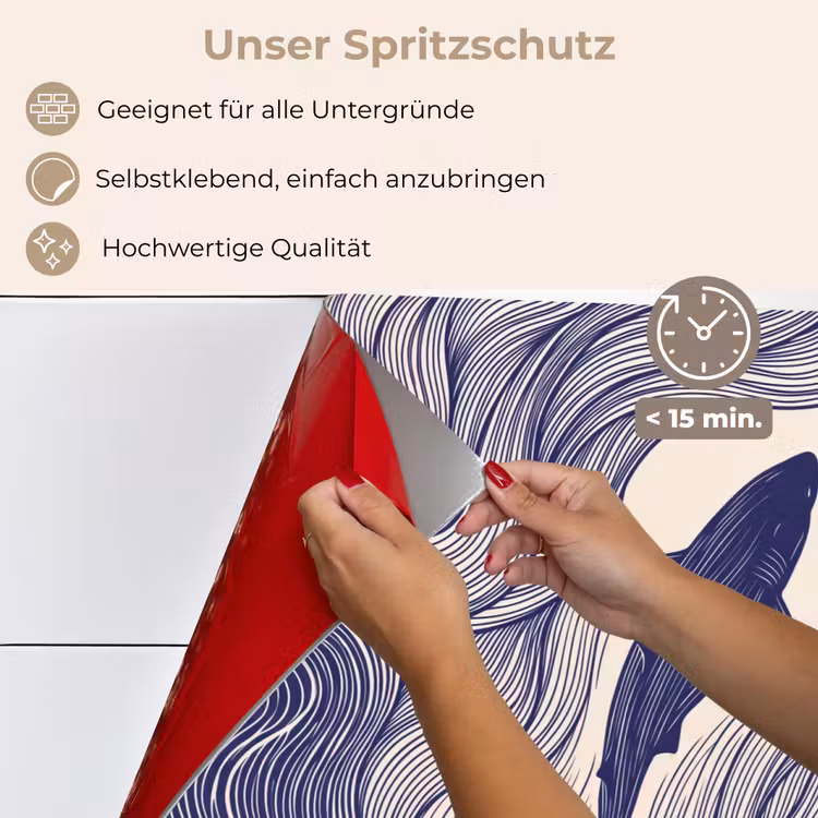 Vis - Oceaan - Lijntekening - Blauw - Dieren keuken achterwand spatscherm klein -spatscherm_DE