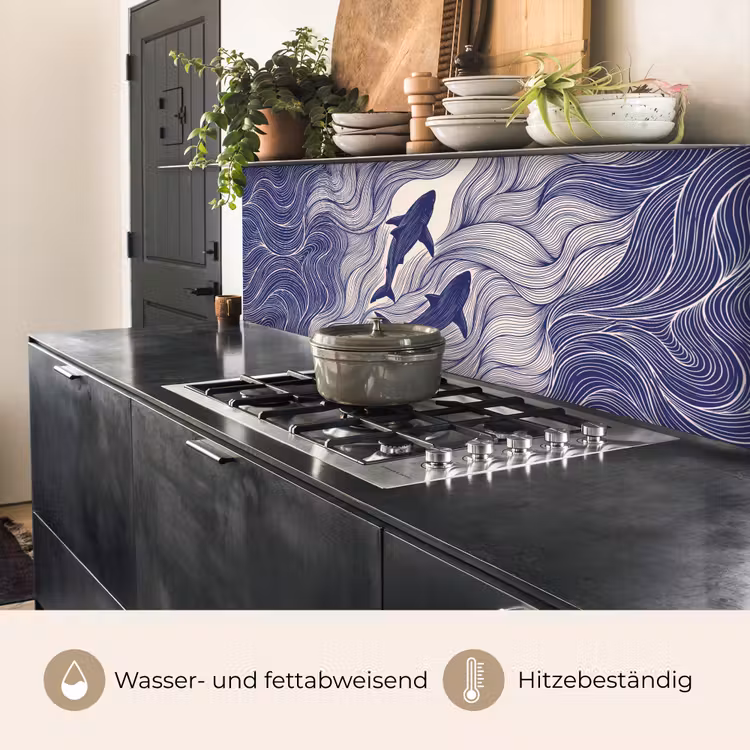 Vis - Oceaan - Lijntekening - Blauw - Dieren keuken achterwand 2 middel -usp_DE