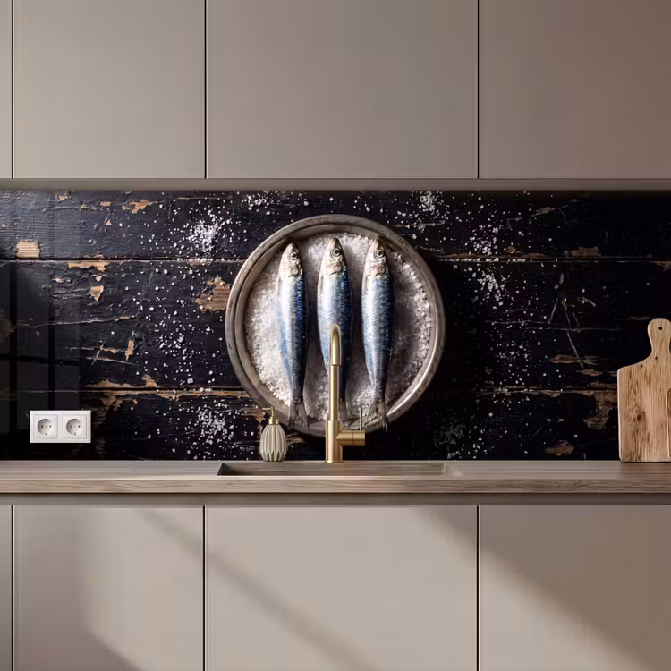 Küchenrückwand - Fisch – Salz – Essen - Vis - Zout - Eten keuken achterwand 2 middel zz_3dshopping