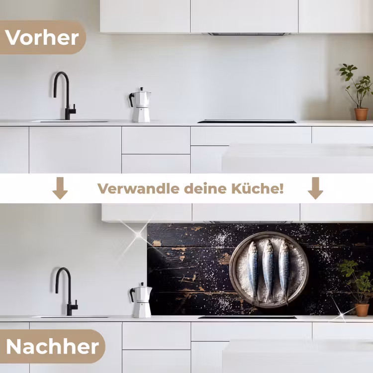 Küchenrückwand - Fisch – Salz – Essen - Vis - Zout - Eten keuken achterwand 2 middel