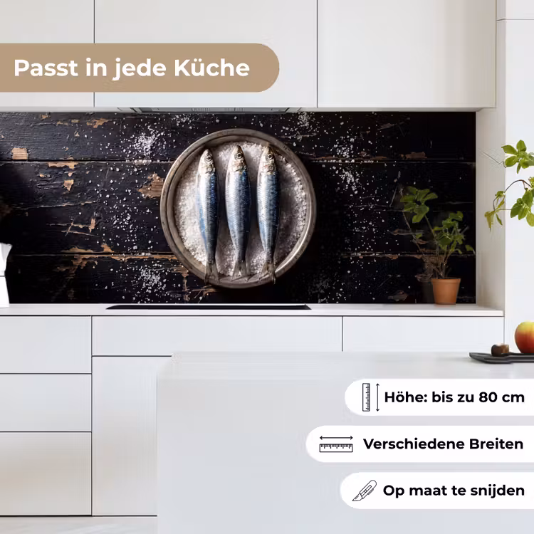 Küchenrückwand - Fisch – Salz – Essen - Vis - Zout - Eten keuken achterwand 2 middel