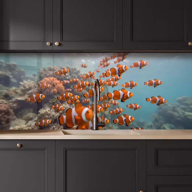Vis - School - Onderwater - Dieren - Oranje keuken achterwand 2 middel -sfeer1