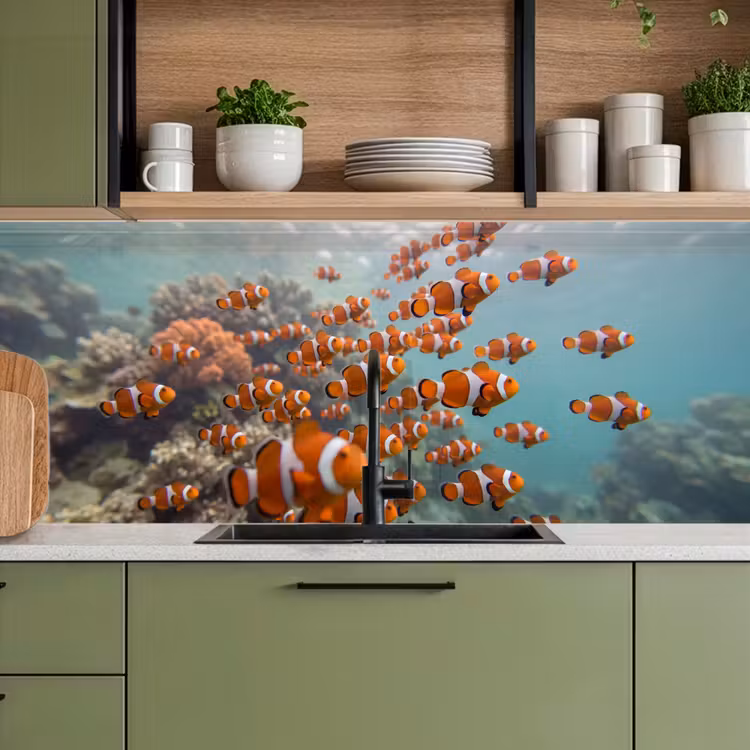Vis - School - Onderwater - Dieren - Oranje keuken achterwand 2 middel -sfeer3