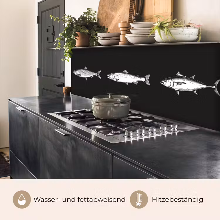 Vissen - Zwart - Wit keuken achterwand 2 middel -usp_DE