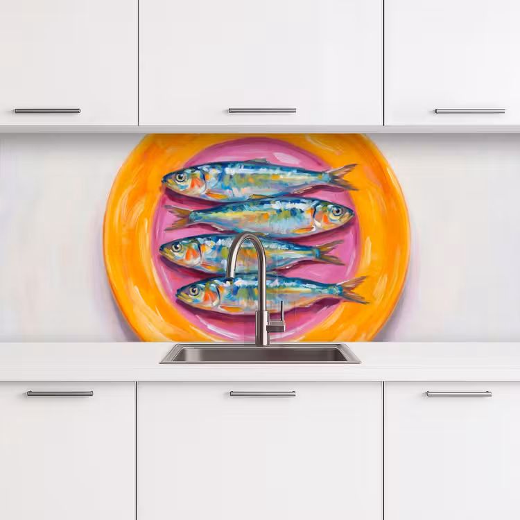 Vis - Vier - Eten - Modern - Kleurrijk keuken achterwand 2 middel -3d