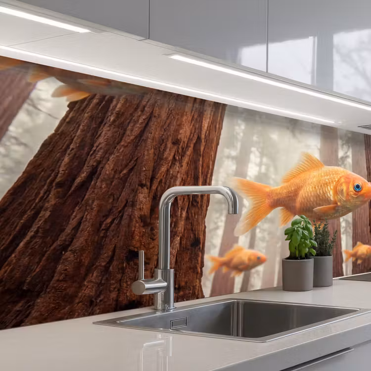 Küchenrückwand - Fisch – Wald – Fantasie - Vis - Bos - Fantasie keuken achterwand 2 middel