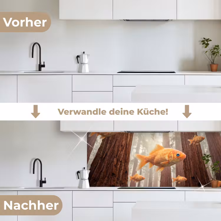 Küchenrückwand - Fisch – Wald – Fantasie - Vis - Bos - Fantasie keuken achterwand 2 middel