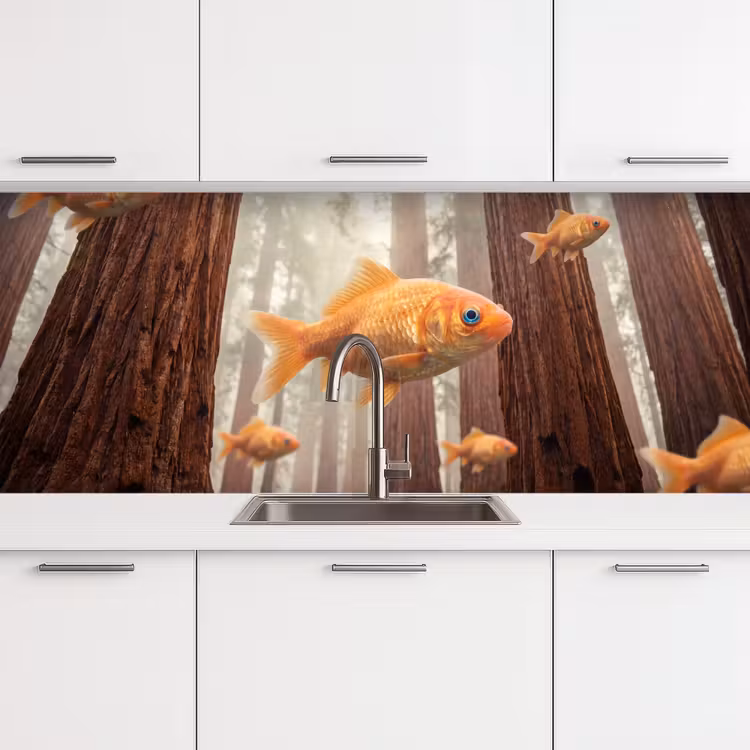 Küchenrückwand - Fisch – Wald – Fantasie - Vis - Bos - Fantasie keuken achterwand 2 middel