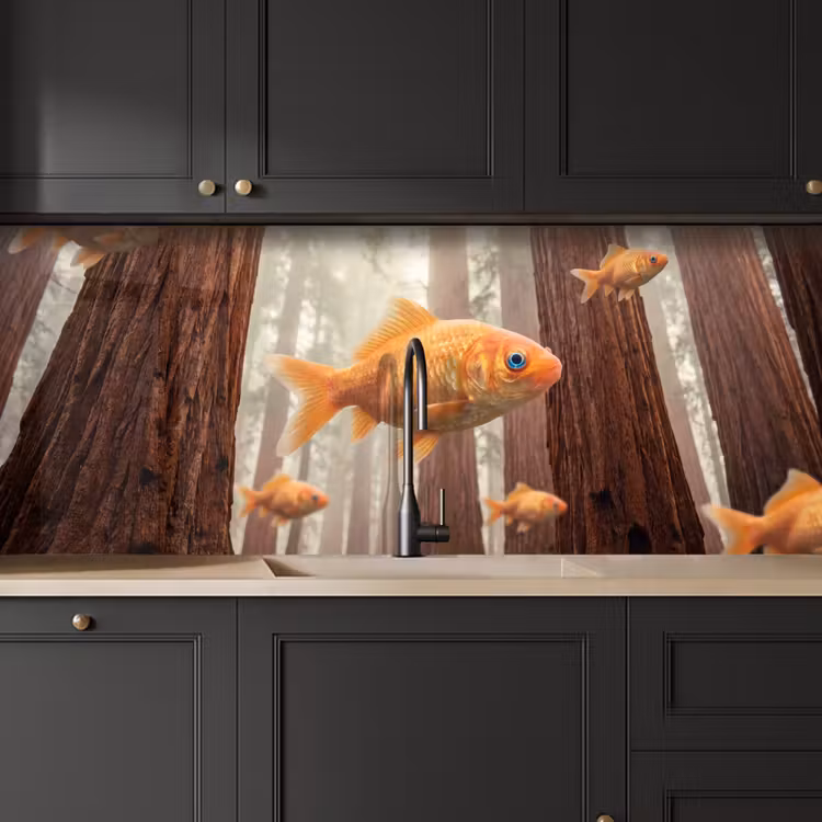 Küchenrückwand - Fisch – Wald – Fantasie - Vis - Bos - Fantasie keuken achterwand 2 middel