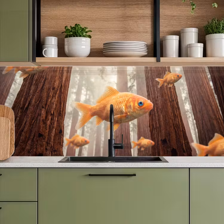Küchenrückwand - Fisch – Wald – Fantasie - Vis - Bos - Fantasie keuken achterwand 2 middel