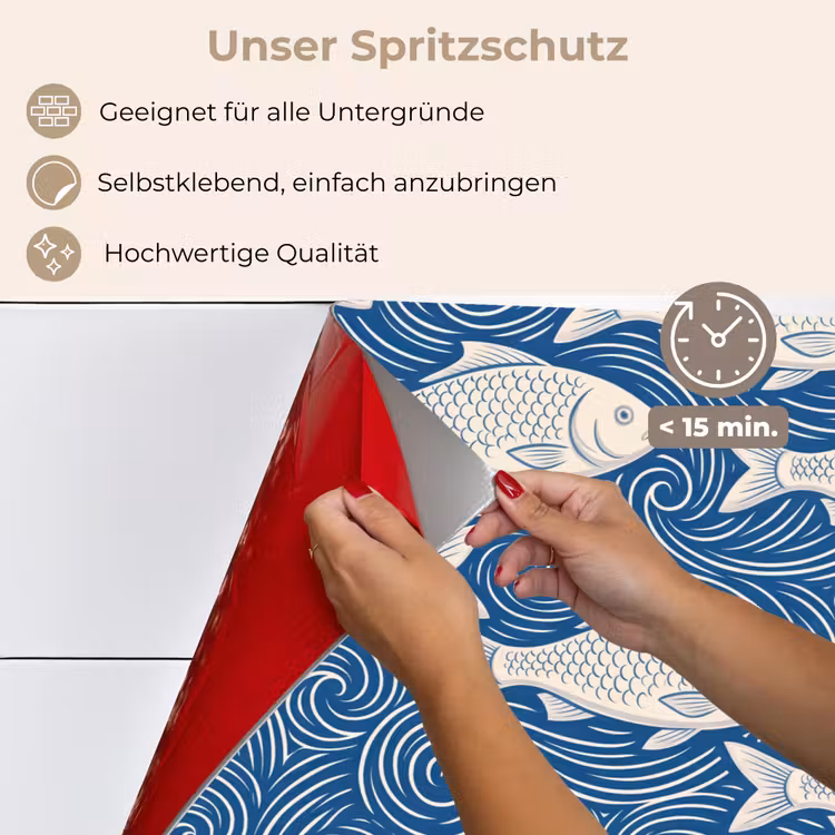 Vis - Water - Patroon - Grafisch - Blauw keuken achterwand spatscherm klein -spatscherm_DE