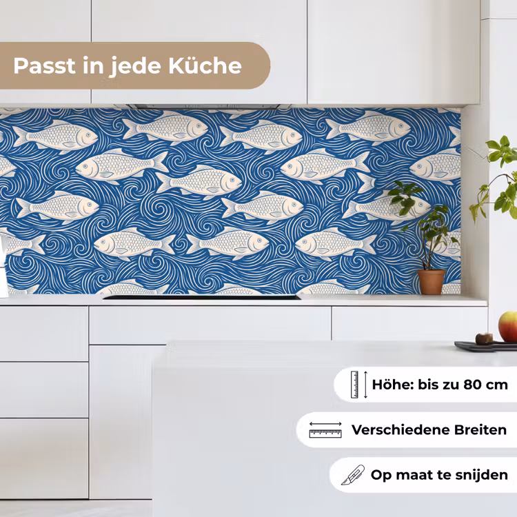 Vis - Water - Patroon - Grafisch - Blauw keuken achterwand 2 middel -sfeer4_DE