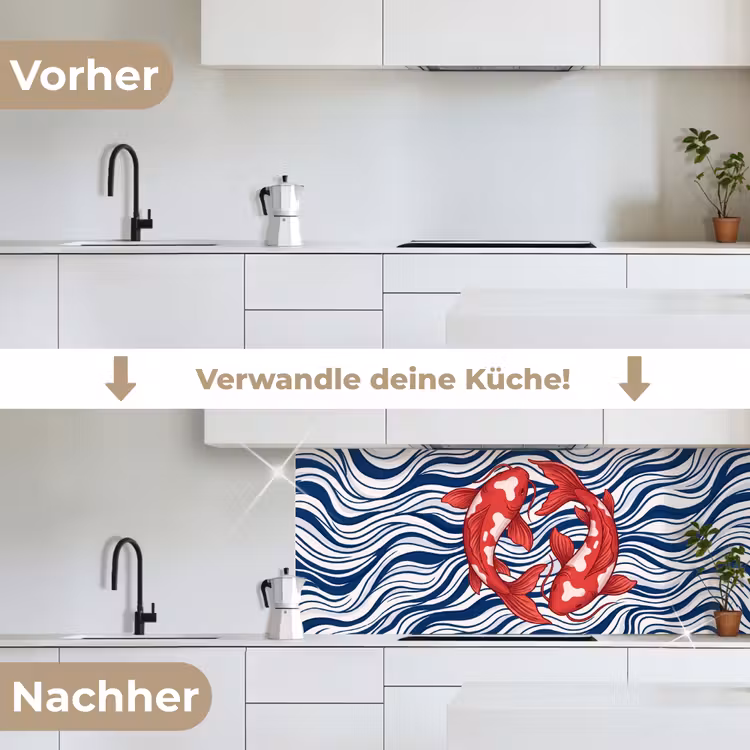 Vis - Water - Natuur - Illustratie - Rood keuken achterwand 2 middel -voor-na_DE