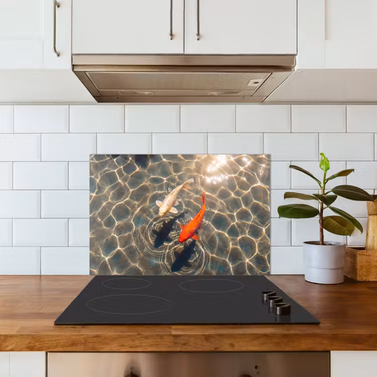 Vis - Water - Dieren - Oranje - Goud keuken achterwand spatscherm klein -sfeer2