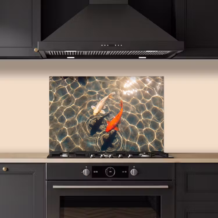 Vis - Water - Dieren - Oranje - Goud keuken achterwand spatscherm klein -sfeer1