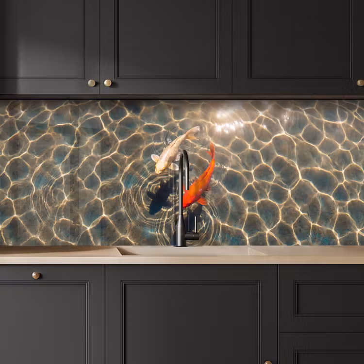 Vis - Water - Dieren - Oranje - Goud keuken achterwand 2 middel -sfeer1