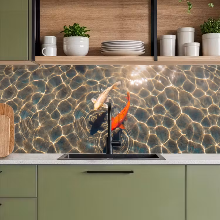 Vis - Water - Dieren - Oranje - Goud keuken achterwand 2 middel -sfeer3