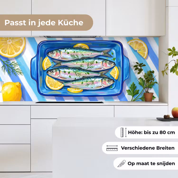 Vis - Citroen - Kruiden - Eten - Blauw keuken achterwand 2 middel -sfeer4_DE