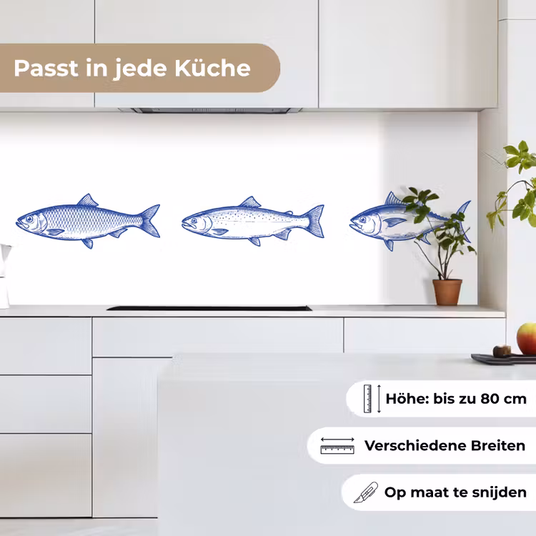 Vissen - Blauw - Wit keuken achterwand 2 middel -sfeer4_DE