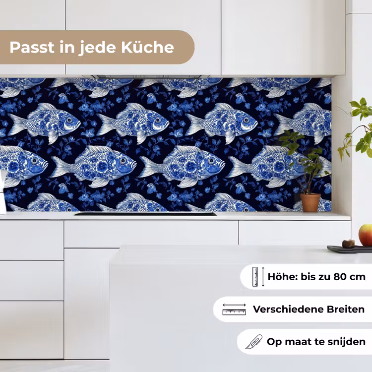Vissen - Bloemen - Blauw keuken achterwand 2 middel 871 -sfeer4_DE