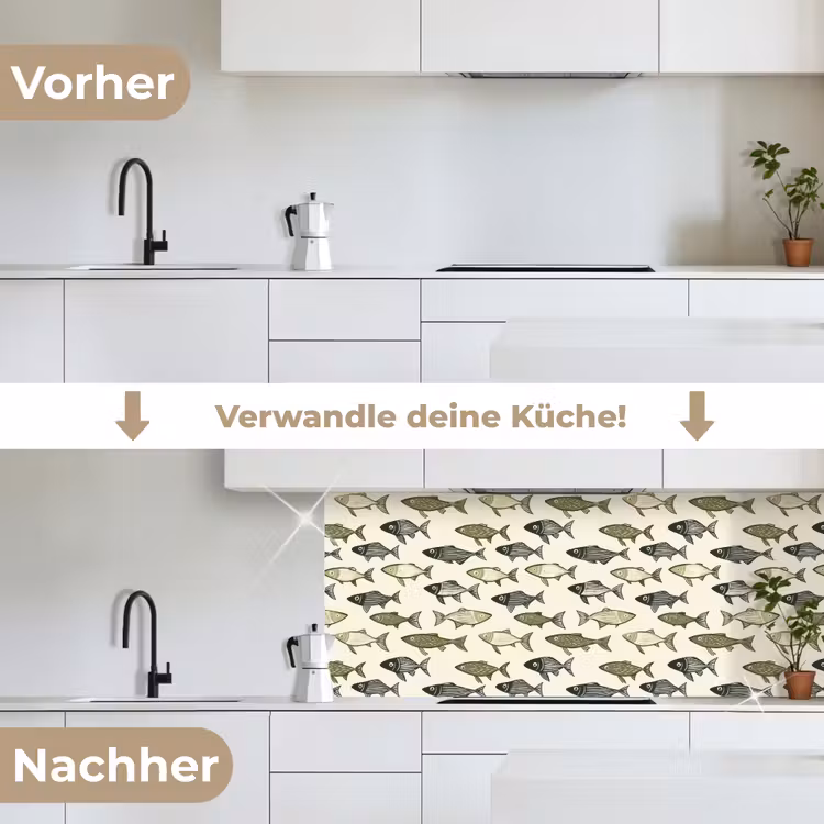 Vissen - Klassiek - Groen keuken achterwand 2 middel 871 -voor-na_DE