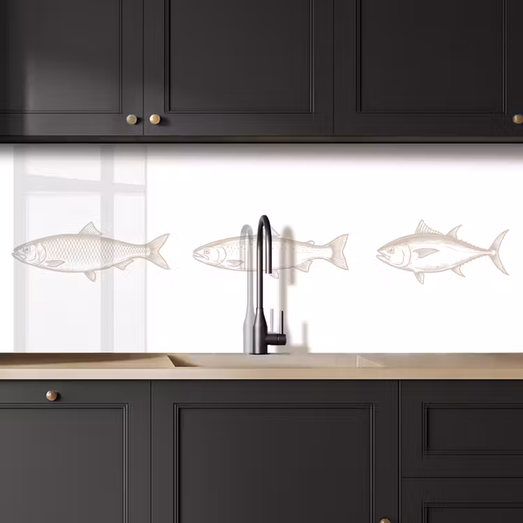 Vissen - Wit - Beige keuken achterwand 2 middel -sfeer1