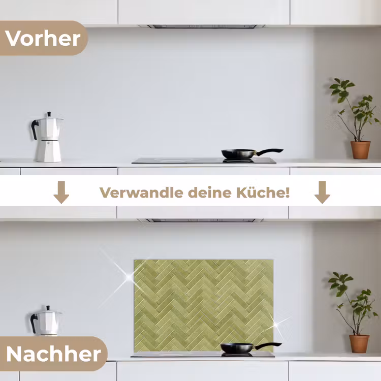 Visgraat - Wandtegel - Olijfgroen keuken achterwand spatscherm klein 900 -voor_na_DE