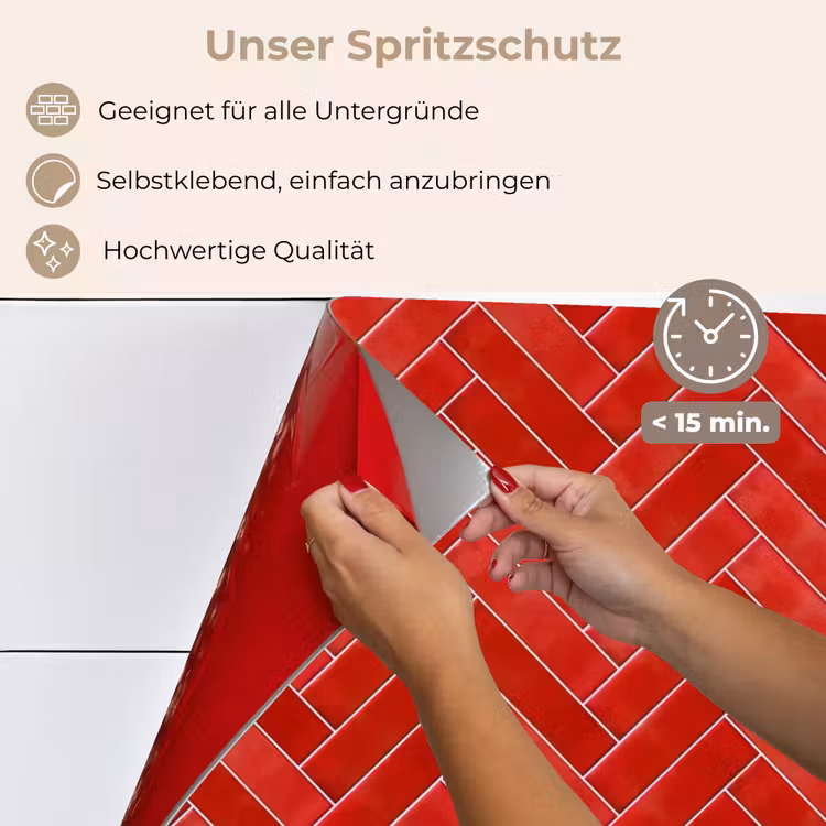 Visgraat - Tegel - Rood keuken achterwand spatscherm klein 900 -spatscherm_DE