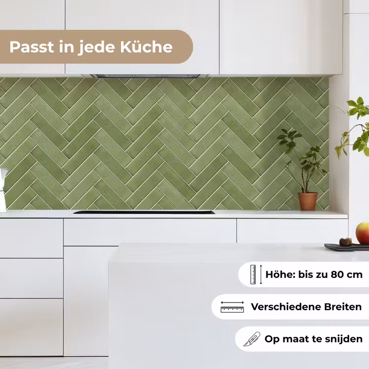 Visgraatstructuur - Tegels - Olijfgroen keuken achterwand 2 middel 871 -sfeer4_DE