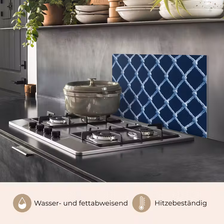 Visnet - Touw - Patroon - Marineblauw keuken achterwand spatscherm klein 900 -usp_DE